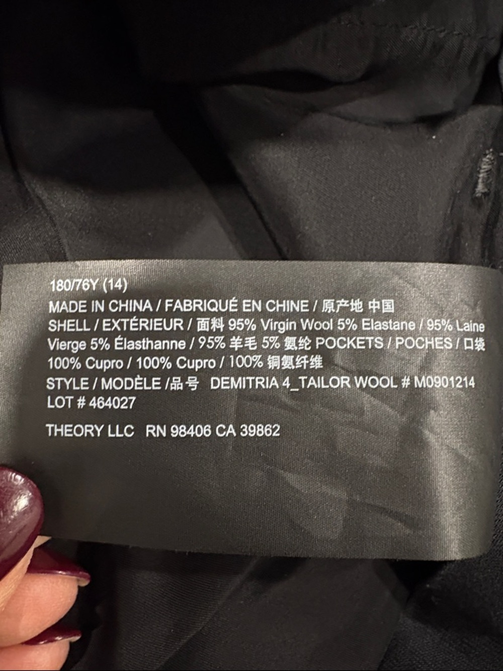 Theory Demitira Charcoal Melange Wool Flare Trouser Pants Size 14 NWT - Picture 6 of 6